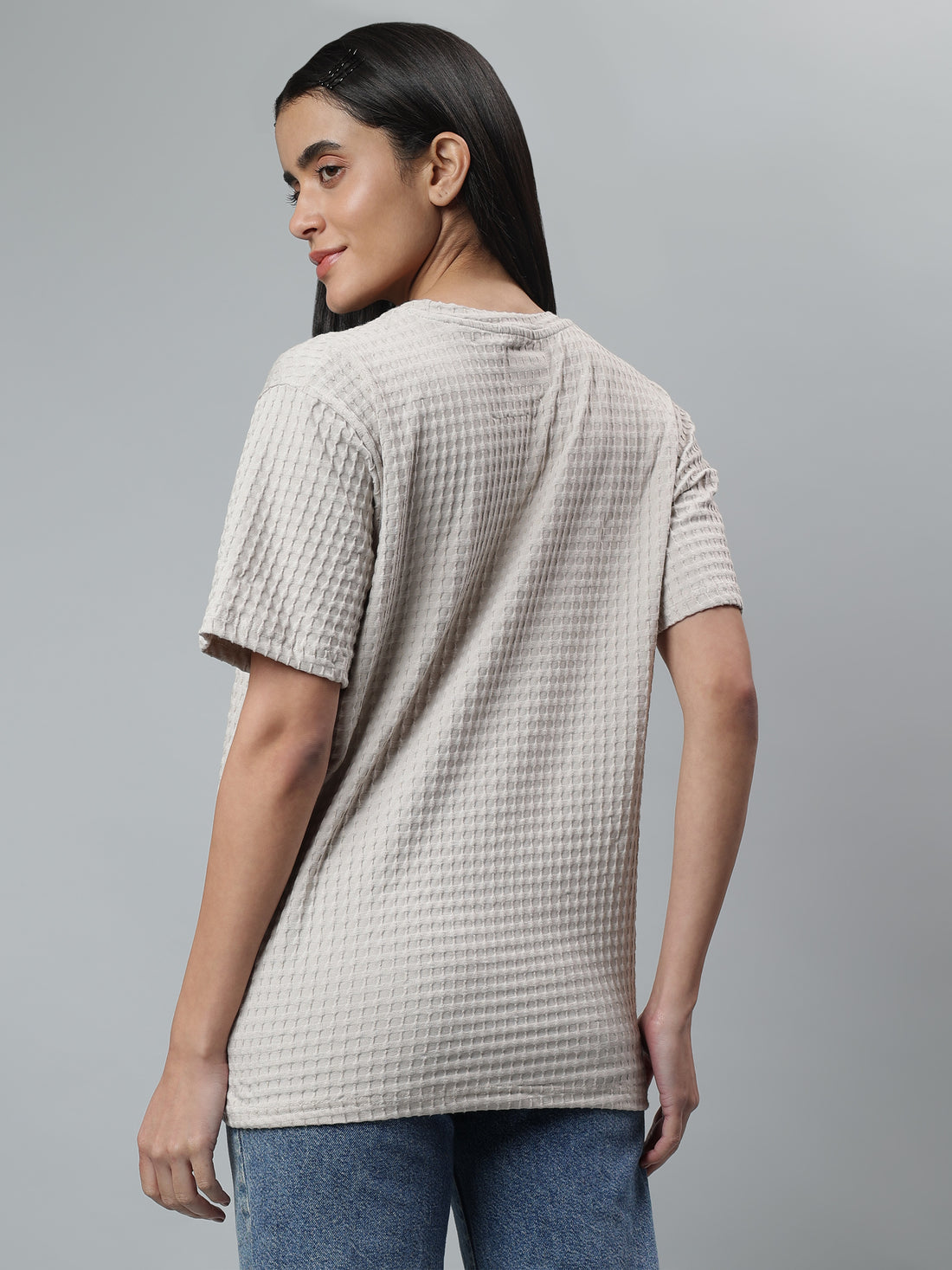 Women's Solid Cotton Stretch Half Sleeve Round Neck  T-Shirt