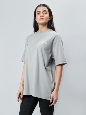 Women's Solid Cotton Stretch Half Sleeve Round Neck Oversize T-Shirt